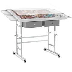 Adjustable Jigsaw Puzzle Table with Drawers