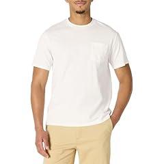Amazon Essentials Men's Relaxed-Fit Heavyweight Cotton Pocket T-Shirt, White, Large