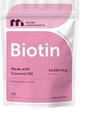 Micro Ingredients Biotin 10,000mcg with Hyaluronic Acid 25mg