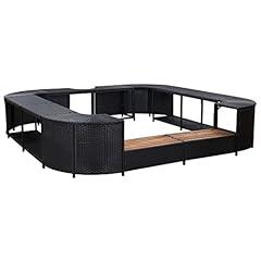 vidaXL Black Spa Surround Rattan and Acacia Wood