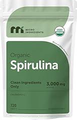 Micro Ingredients Organic Spirulina Supplement 3000MG Tablets
