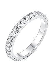 IMLOVE Moissanite Eternity Band Ring 0.6CT Sterling Silver