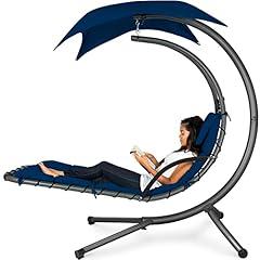 Outdoor Hanging Chaise Lounge Chair with Canopy
