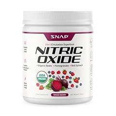 Snap Supplements Organic Beet Root Powder, 3-in-1 Nitric Oxide Supplement, 250g (Mixed Berry)