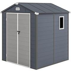 DWVO 6x6FT Outdoor Storage Shed w/o Floor, All-Weather Plastic Shed with Lockable Doors, Window & Vents, Plastic Tool Shed for Backyard, Patio, Poolside, Lawn, Gray