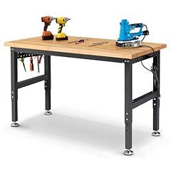 Enjoywood Adjustable Workbench with Pegboard and Power Outlets