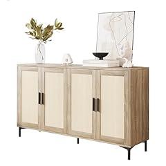 JASIWAY Rattan Sideboard with Adjustable Shelves