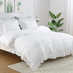 CAROMIO White Ruffle Queen Duvet Cover Set