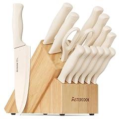 Astercook Cream White 15-Piece Knife Set
