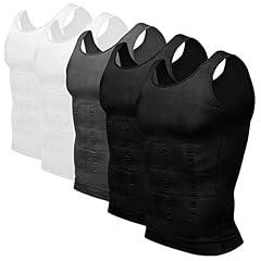 Odoland Men's 5 Pack Body Shaper Tank Tops