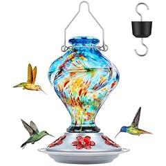 BOLITE Glass Hummingbird Feeder, 24oz Blue