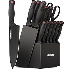 Astercook Knife Set with Sharpener Block