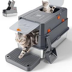 FURTIME Stainless Steel Enclosed Cat Litter Box