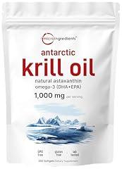 Micro Ingredients Antarctic Krill Oil, 1000mg, 300 Soft-Gels