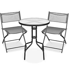 Patio Bistro Dining Set with Folding Chairs