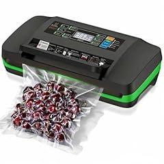 95Kpa Powerful Commercial Full Automatic Vacuum Sealer Machine, Food Saver with Double Heat Seal, Easy-Lock Handle, Built-in Cutter & Bags Storage - Includes 1 Bag Roll & 10 Pre-cut Bags (green)