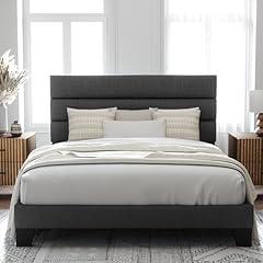 Allewie Queen Platform Bed Frame Dark Grey