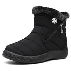 Hsyooes Women's Black Winter Snow Boots