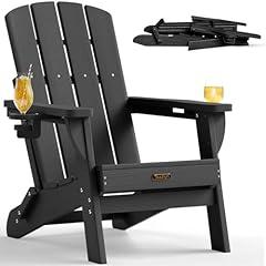 SUUNYN Folding Adirondack Chair, Black