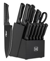 Hundop 15-Piece Black Kitchen Knife Set