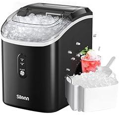 Silonn Nugget Ice Maker, 33lbs/24H, Self-Cleaning, Black