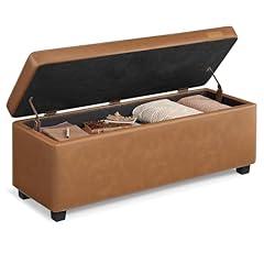 VASAGLE EKHO Storage Ottoman Bench Caramel Brown