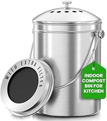 Utopia Kitchen Compost Bin - 1.3 Gallon Silver