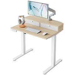 HUANUO Small Electric Standing Desk with Drawers