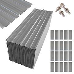 NeatiEase 20 Pcs Metal Roofing Panels, 6.1 Feet Corrugated Galvanized Roofing Panels Metal Siding Panels with Steel Screws for Pergola, Gazebo, Shed, Outdoor Storage, Chicken Coop, Patio,Garages