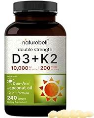 NatureBell Vitamin D3 K2 10,000 IU 240 Softgels