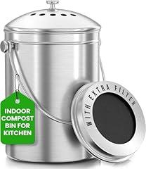 Utopia Kitchen Compost Bin - 1.3 Gallon Silver