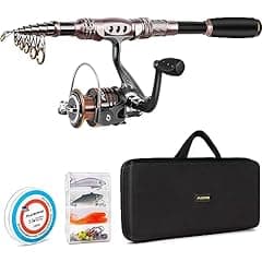 PLUSINNO Carbon Fiber Telescopic Fishing Pole Combo