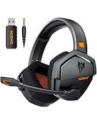 NUBWO G06 Dual Wireless Gaming Headset with Microphone for PS5, PS4, PC - 23ms Low Latency Audio - 100-Hour of Playtime - 50mm Drivers (Black-Orange)
