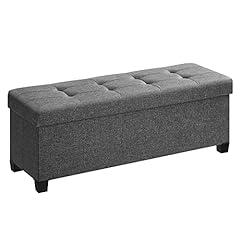 SONGMICS Foldable Storage Ottoman Bench Slate Gray