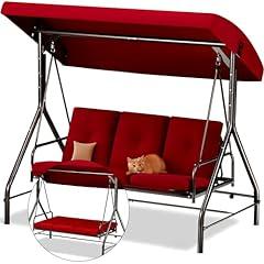 Maple99 Burgundy 3-Seat Outdoor Swing