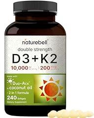 NatureBell Vitamin D3 K2 10,000 IU 240 Softgels