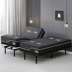 EGOHOME Adjustable Bed Frame with Memory Foam Mattress
