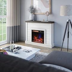 Duraflame Shiplap Wall Electric Fireplace, Bright White