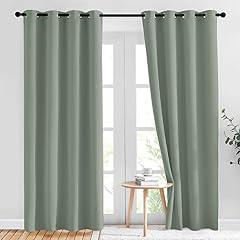 NICETOWN Sage Green Blackout Curtains 84"