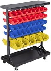 Mobile Double-Sided Floor Rack with Bins by Storehouse