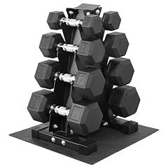 Fitvids Rubber Coated Dumbbell Set with Rack