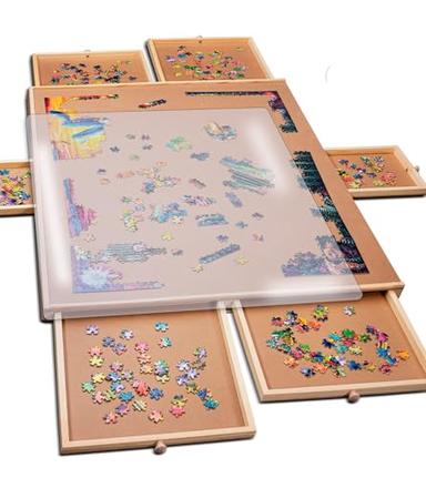 puzzle table with drawers
