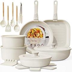 Astercook Ceramic Cookware Set with Removable Handles