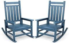 SERWALL Oversized Blue Rocking Chair Set
