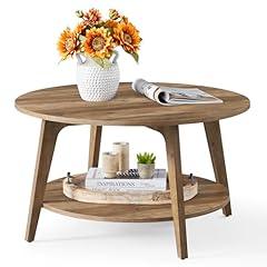 VASAGLE Round Coffee Table with Storage