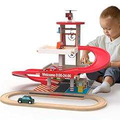 Letoiz Wooden Toy Car Garage Playset