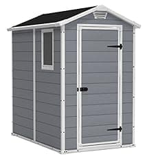 Keter Manor 4x6 Resin Storage Shed, Grey & White