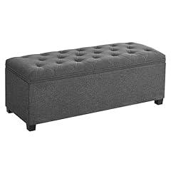 SONGMICS Dark Gray Storage Ottoman Bench