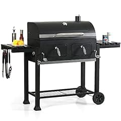 Captiva Designs XL Charcoal BBQ Grill with Side Tables