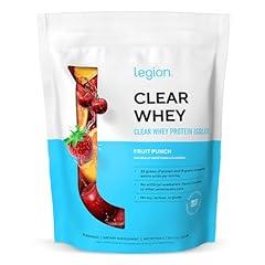 LEGION Clear Whey Protein Isolate, Grass-Fed, Naturally Sweetened, 22g Protein, 14g Essential Amino Acids, 6.4g BCAAs, Fruit Punch, 20 Servings